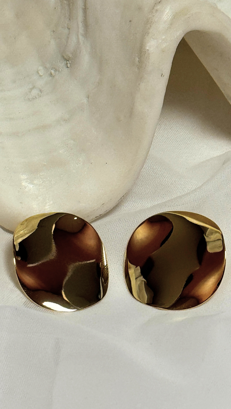 Hammered Gold Fill Large Round Earrings