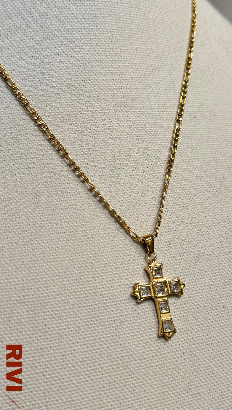 Leon Cross Necklace - Gold Plated Stainless Steel