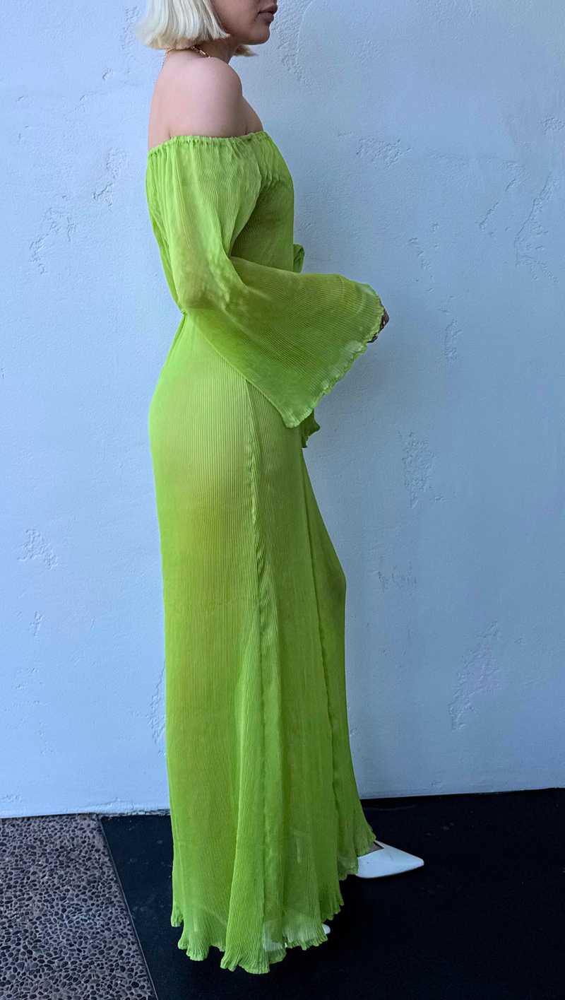 Caico Pleated Maxi Dress - Green