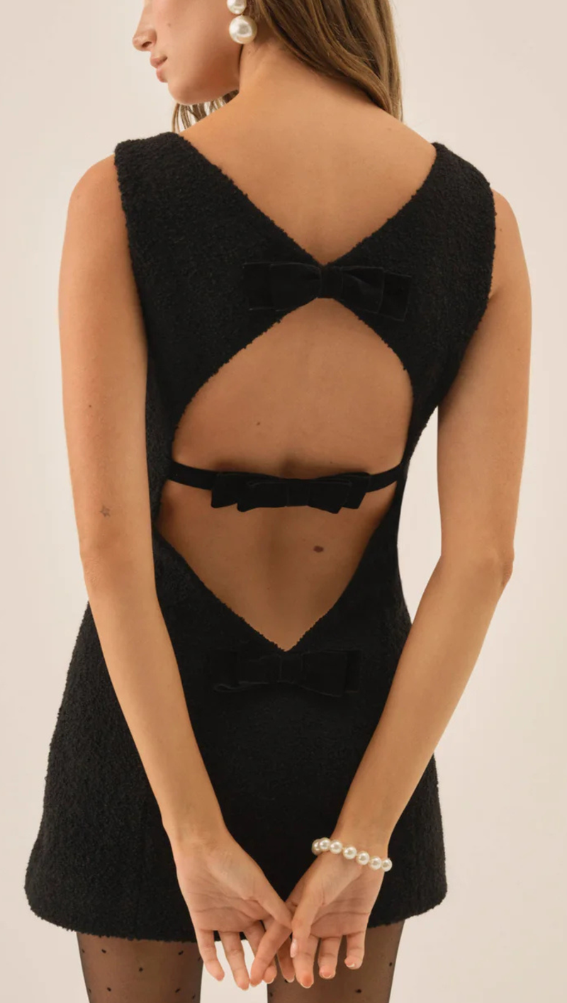 black boucle mini dress Bonnie Boucle Mini Dress