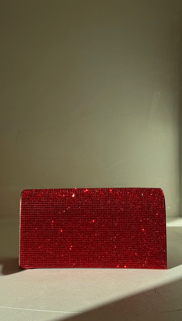 Shimmer Rhinestone Crossbody - Red