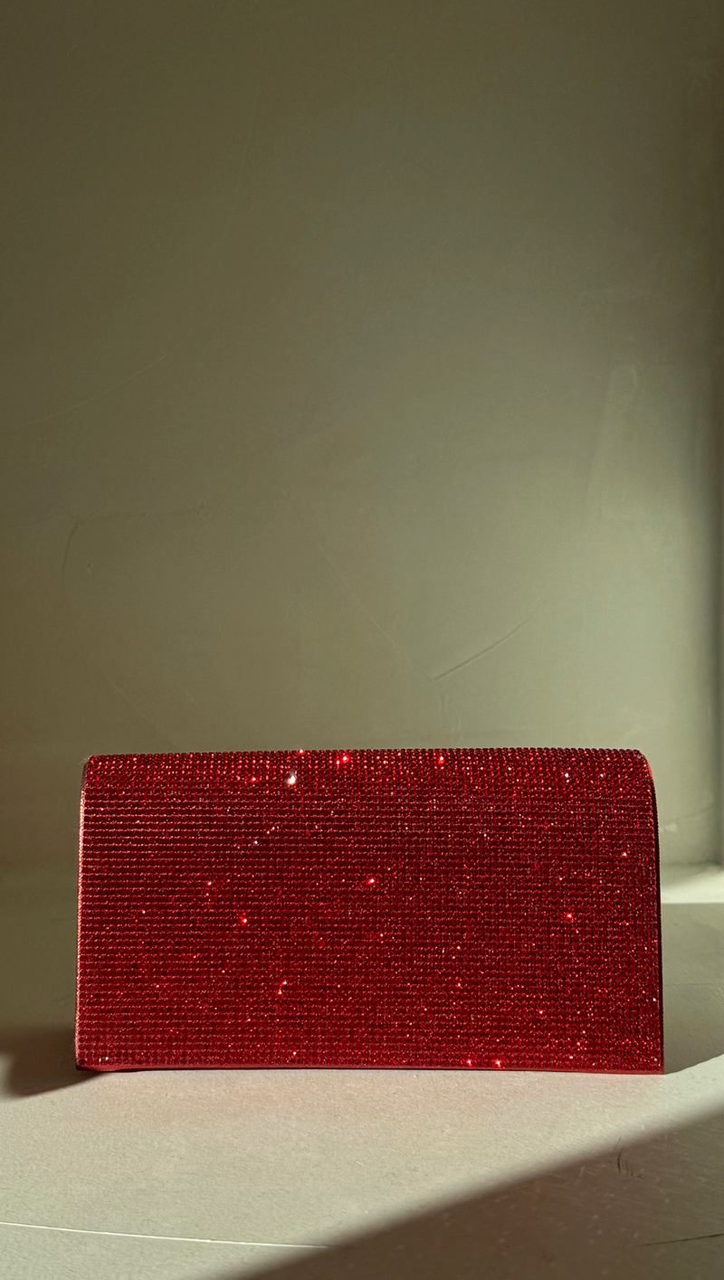 Shimmer Rhinestone Crossbody - Red