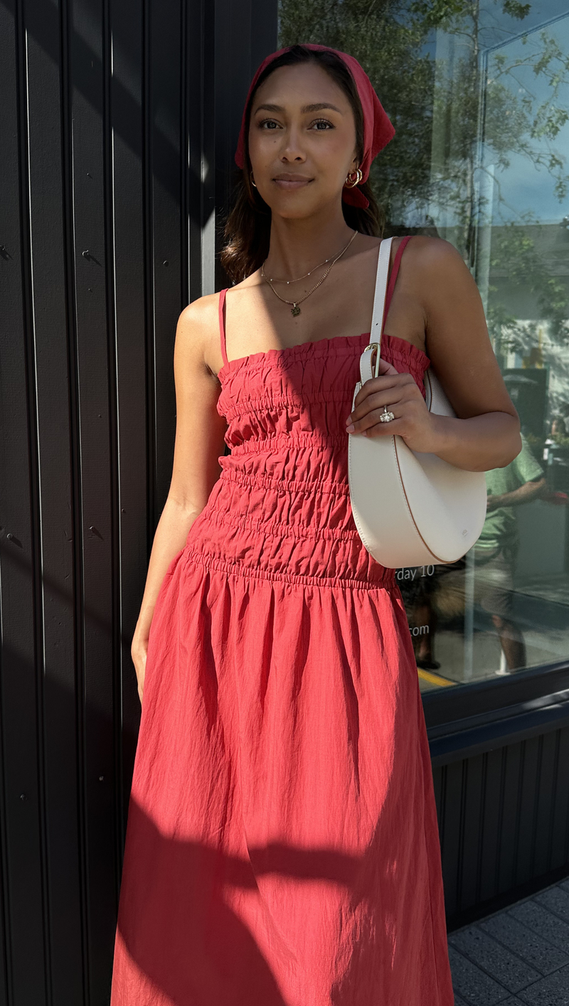 hamptons maxi dress Maroon Gingham Gili Maxi Dress | Cotton Maxi for 4th of July, Hamptons & Beach Vacation