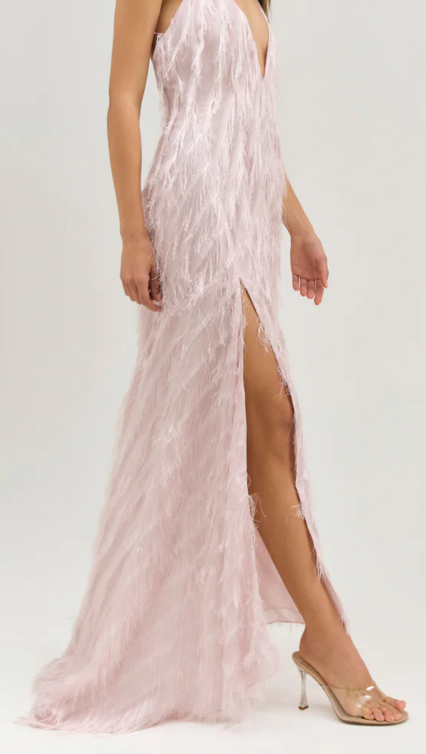 Heidi Fringe Maxi Dress - Pink