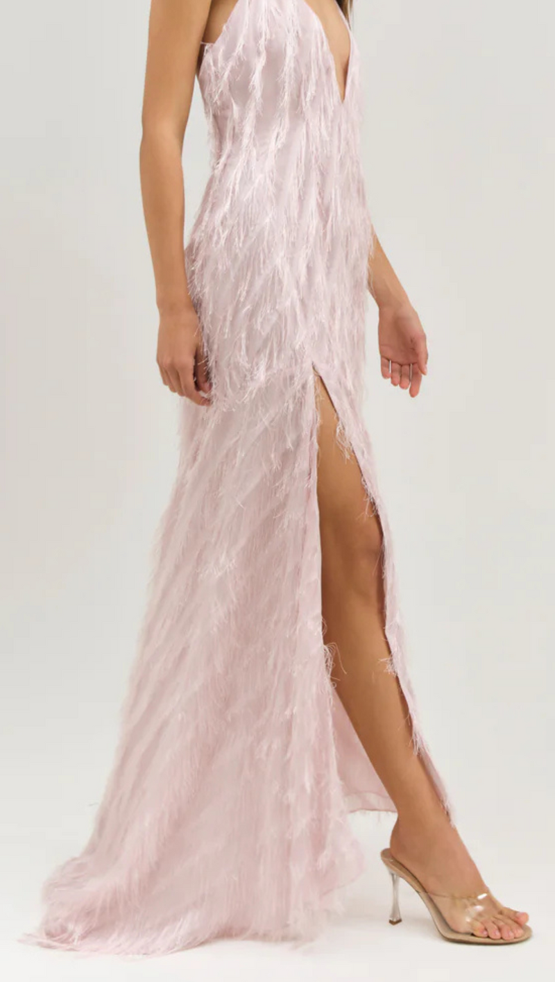 Heidi Fringe Maxi Dress - Pink