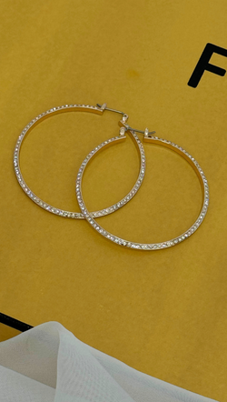 Diamond Encrusted Hoop - Gold