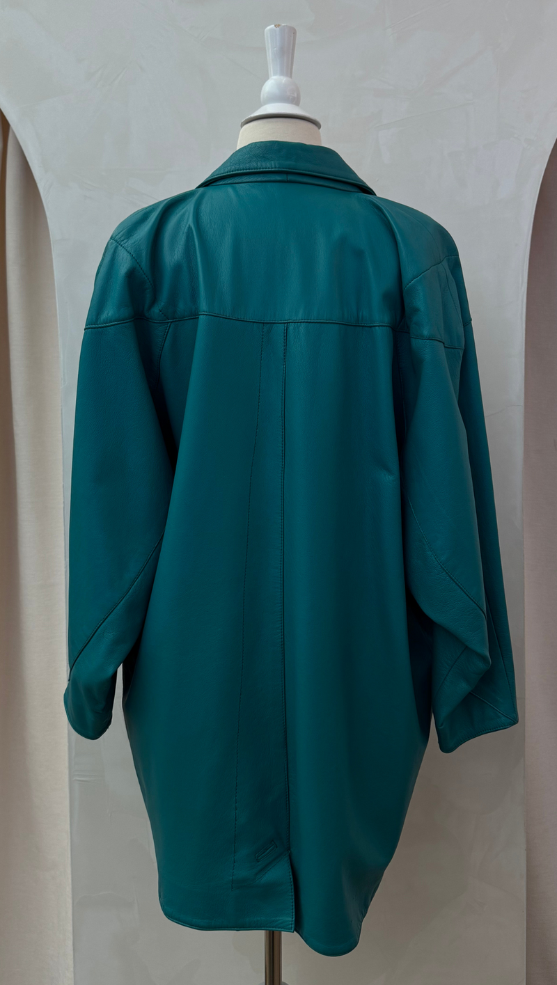 Teal Leather Slouchy Blazer - American Vintage/ OS