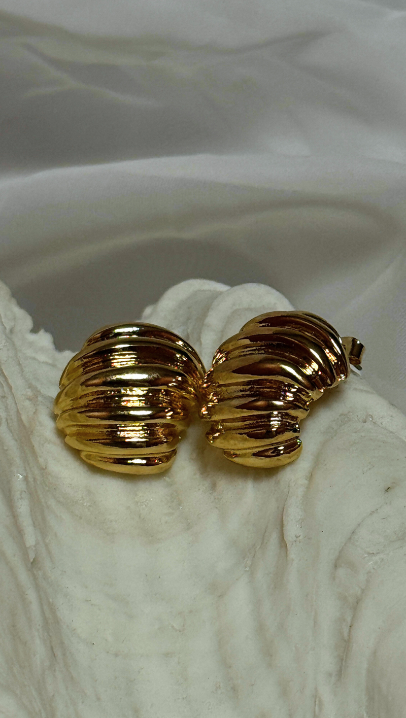 Large Textured Square Earrings - Gold Dipped