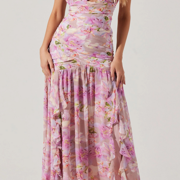 open lace back dress Stephanie Dress, in Champagne 3D Floral, Size: Large | Show Me Your Mumu main image 0