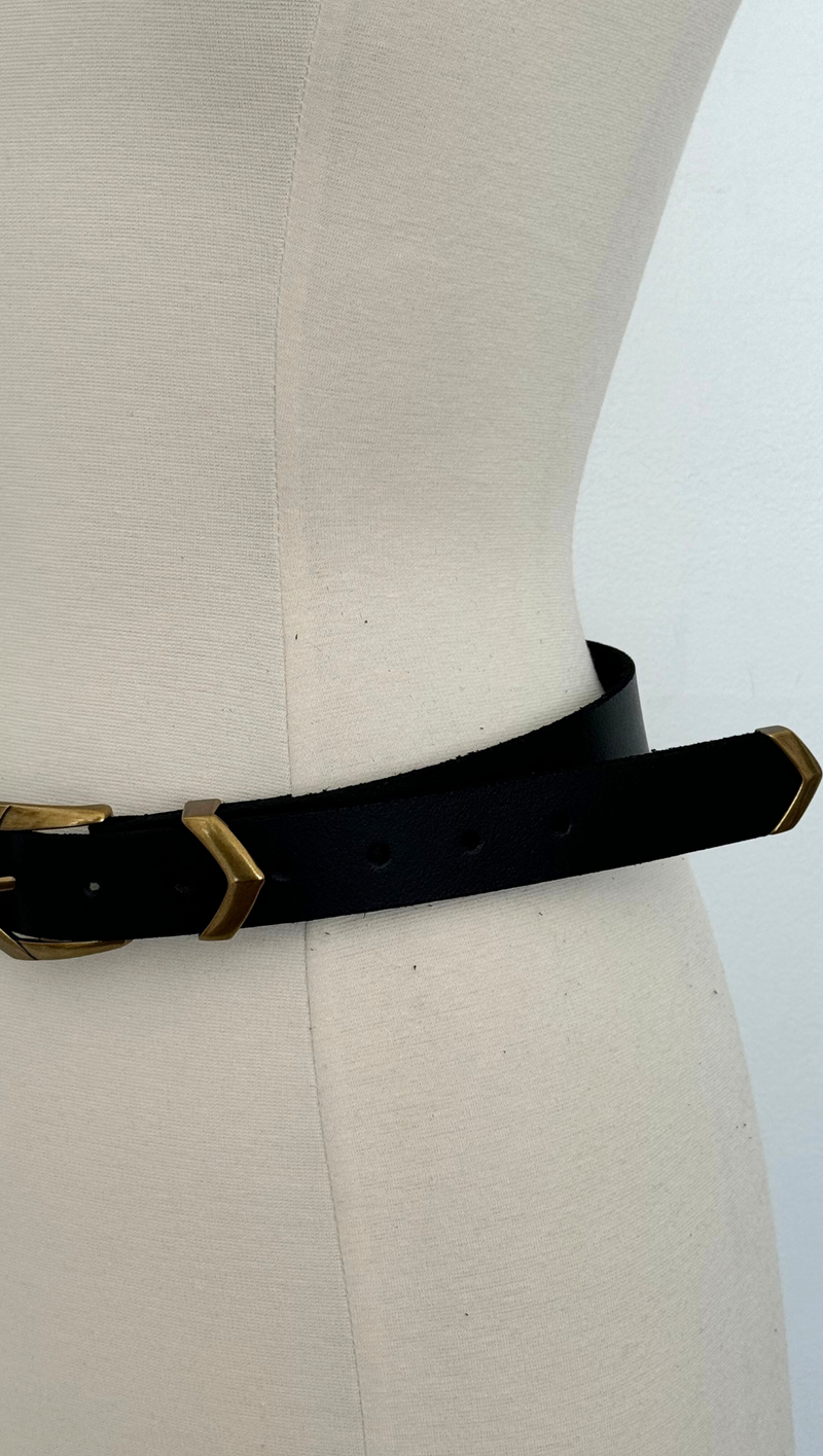 Boho Triangular Buckle Belt - Black