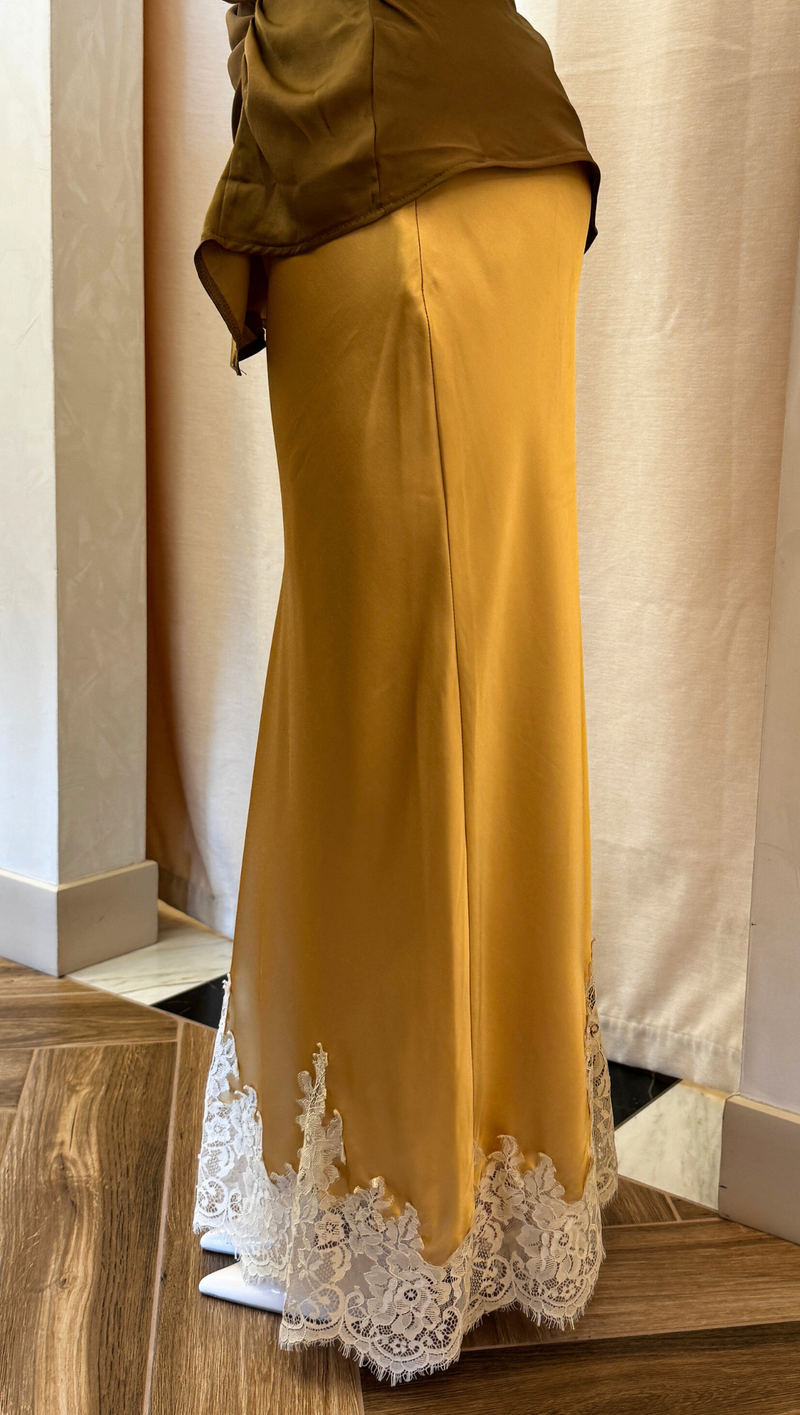 Claire Lace Midi Skirt - Marigold