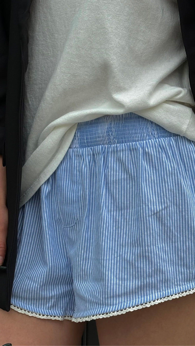 Ava Pinstripe Shorts - Blue