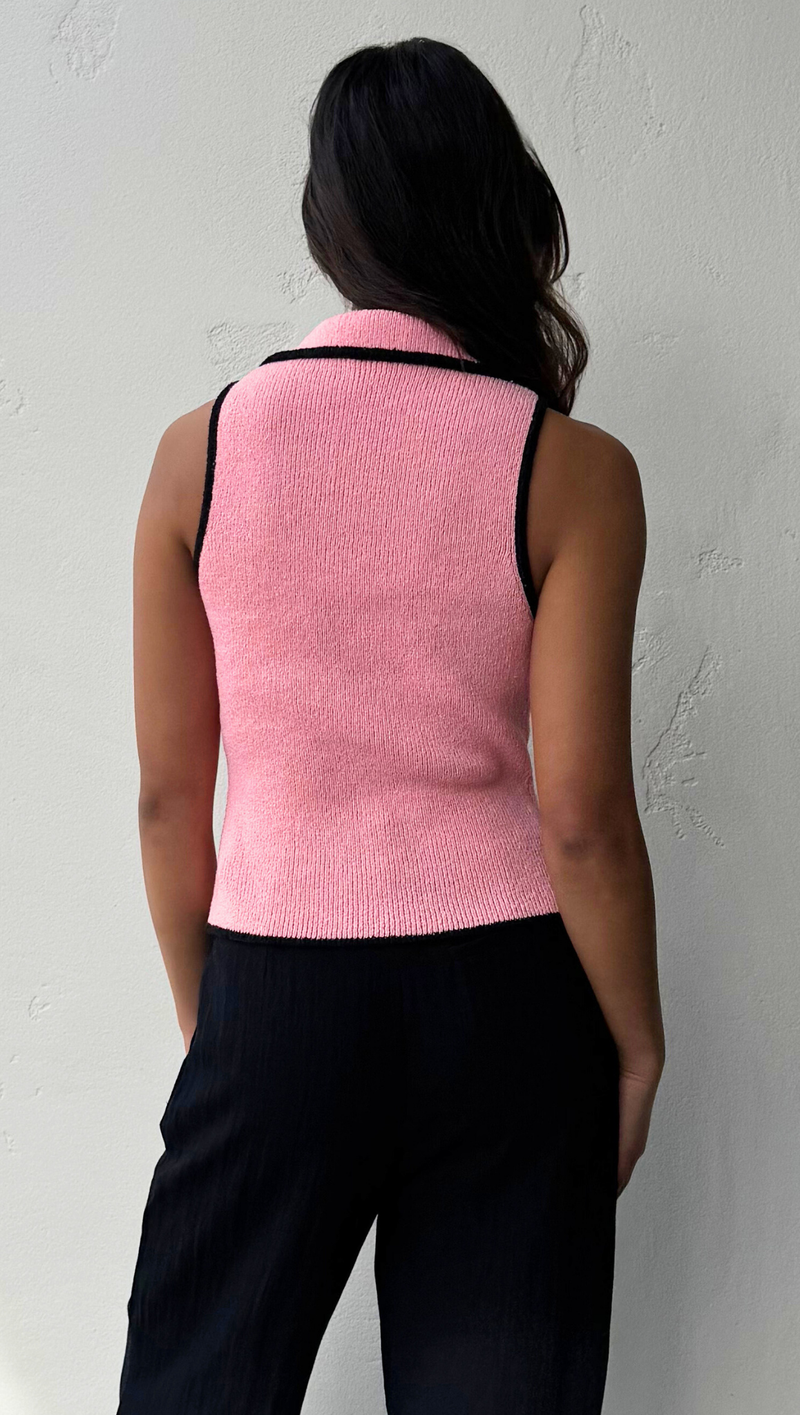 Corinna Sweater Vest - Pink/ Red