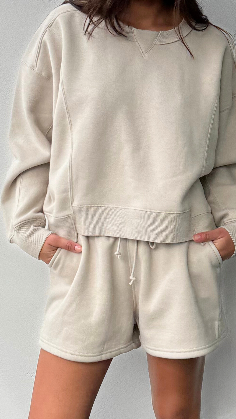 Pieced Crewneck - Tan