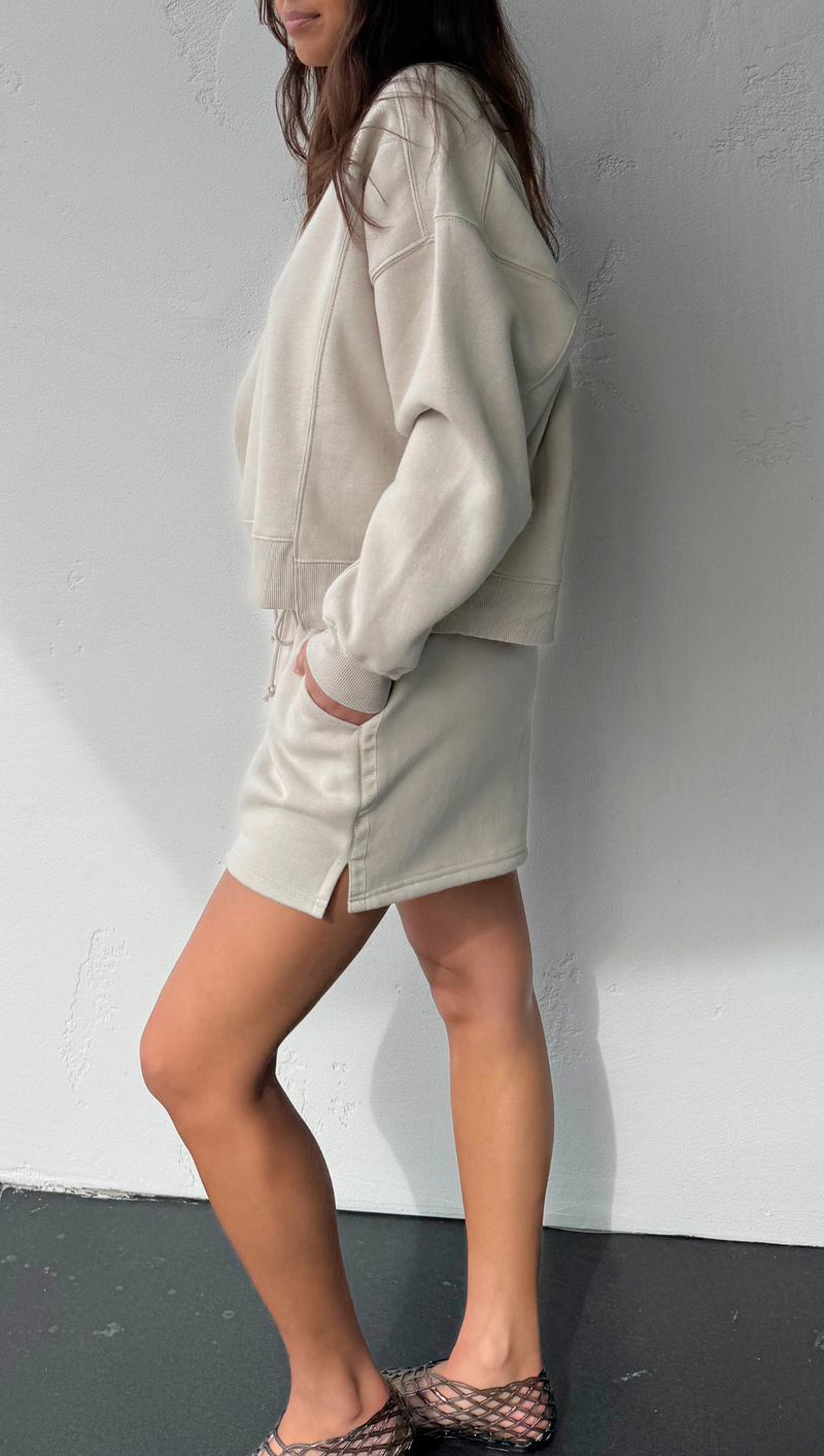 Stripe Detail Sweat Shorts - Tan