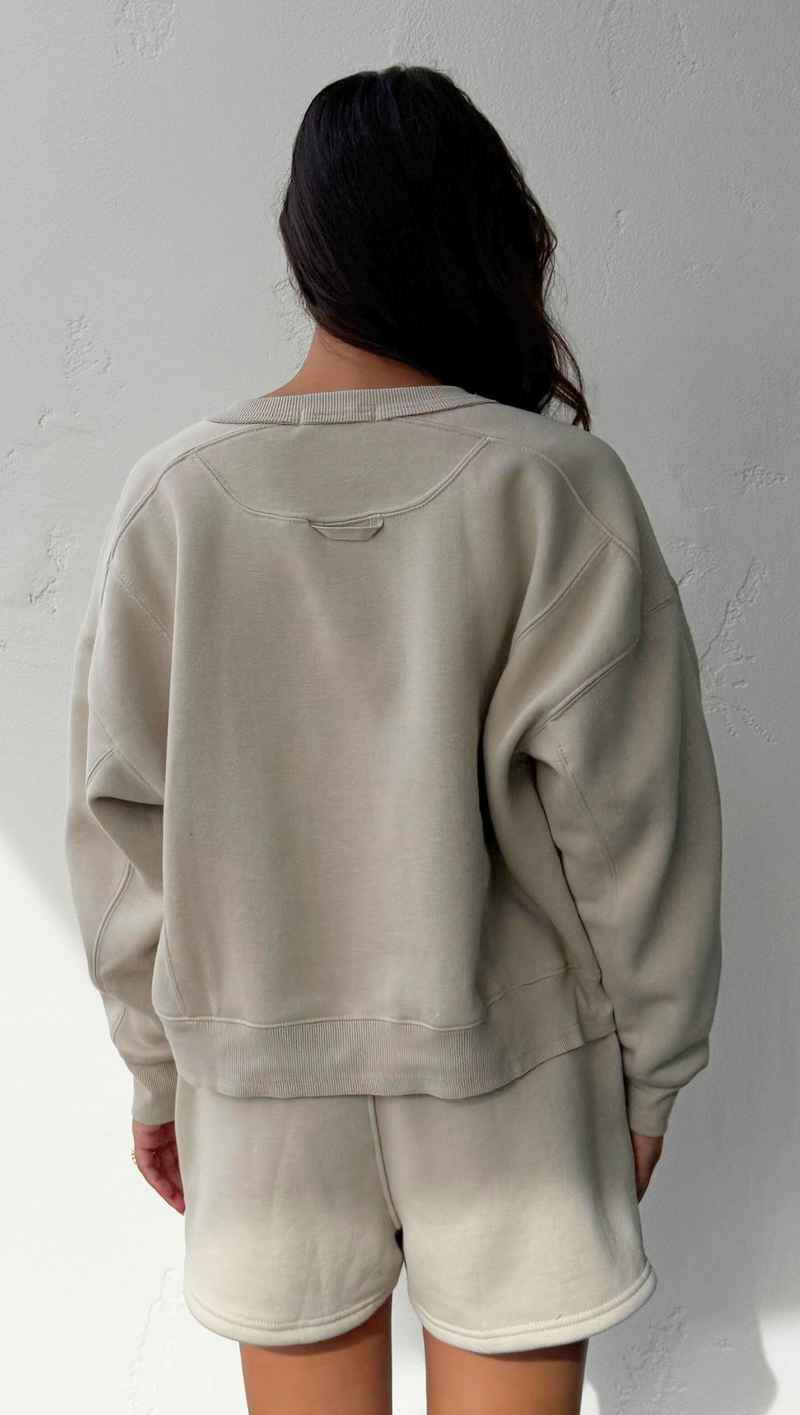 Pieced Crewneck - Tan