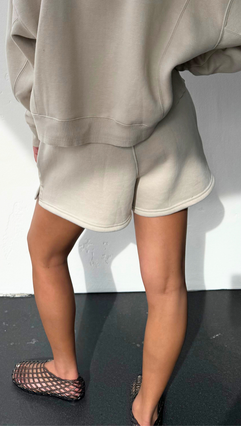 Stripe Detail Sweat Shorts - Tan