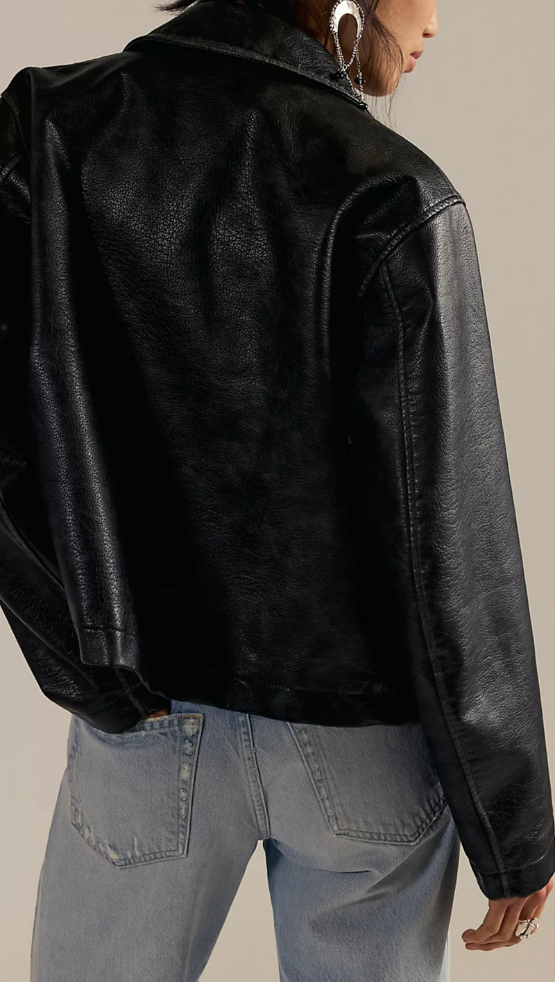 Hera Vegan Leather Jacket - Black