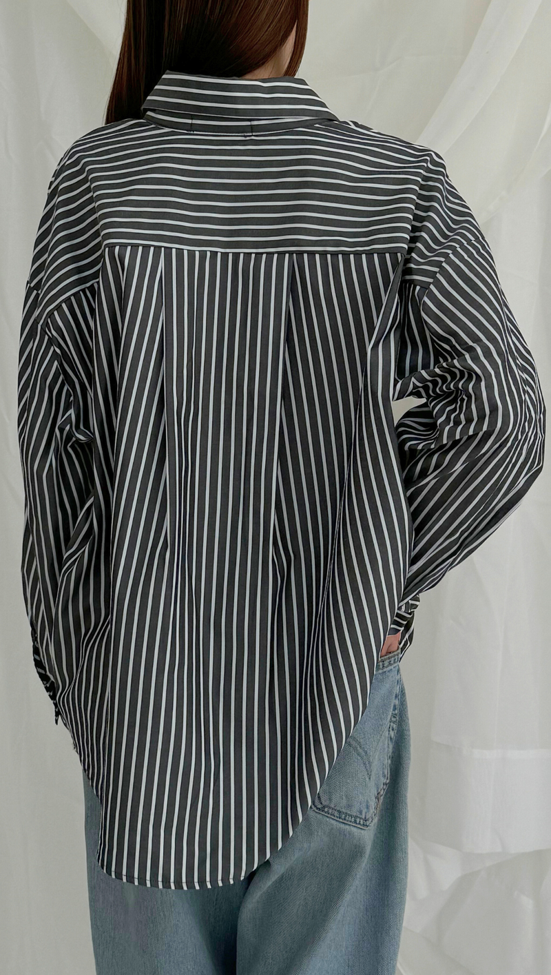 Elle Striped Button Down - Black/ White