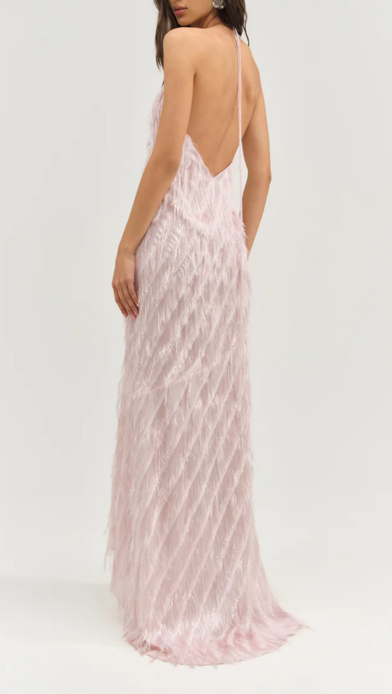 Heidi Fringe Maxi Dress - Pink