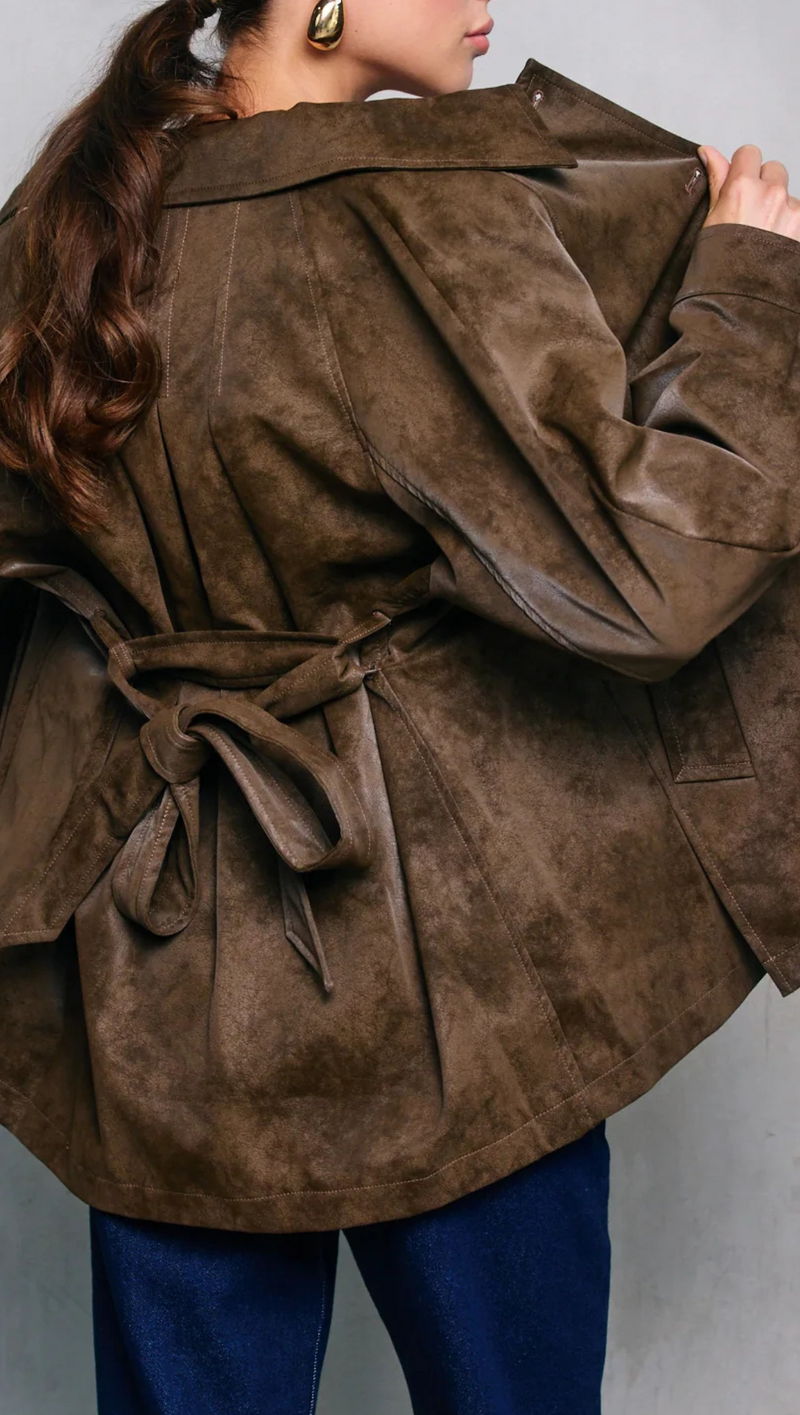 Olsen Belted Jacket - Coffee