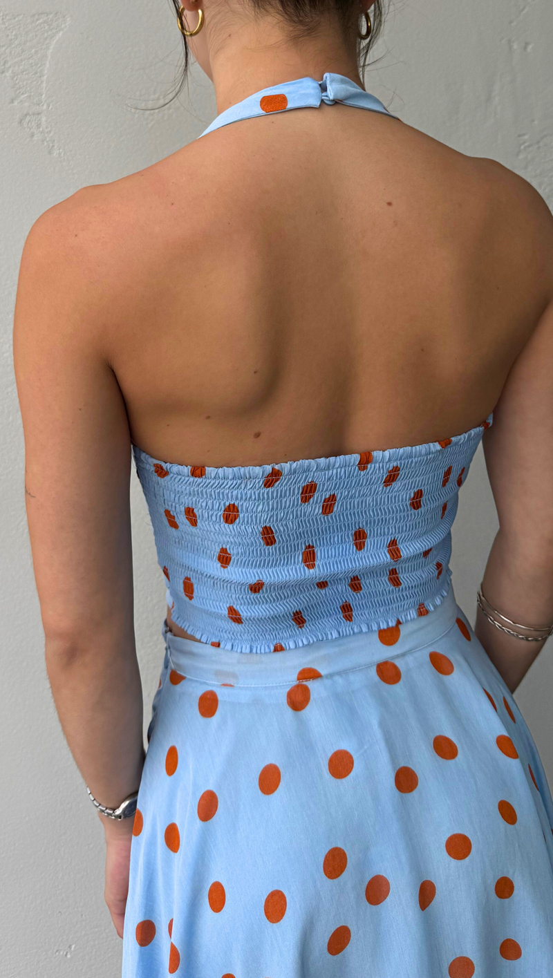 Jacqulyn Polka Dot Top - Blue Rust
