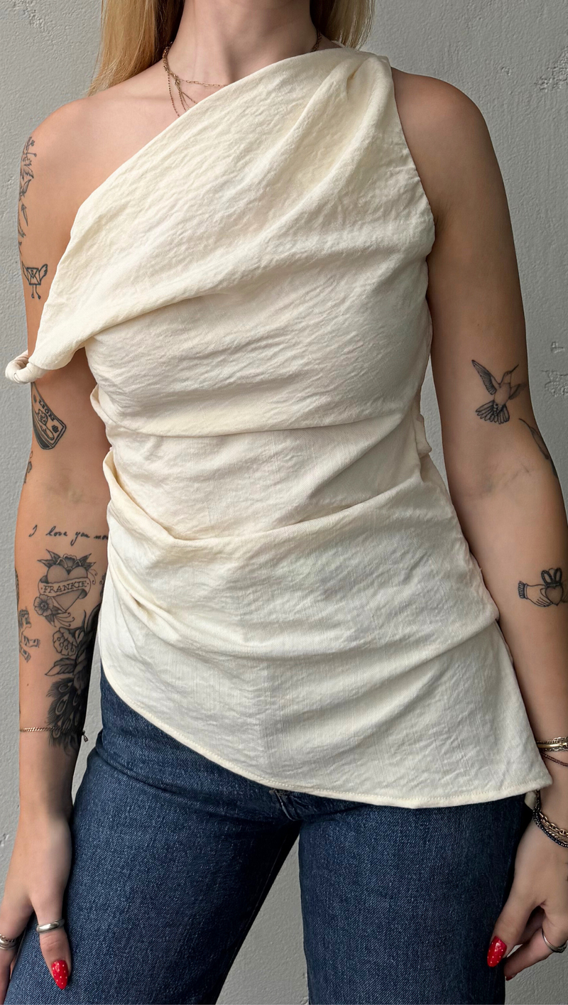 Kim One Shoulder Top - Vanilla