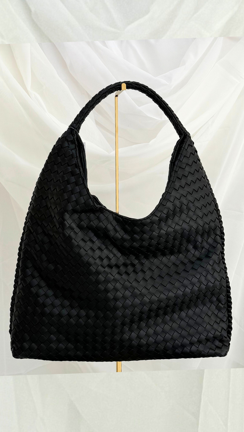 Woven Square Tote - Black