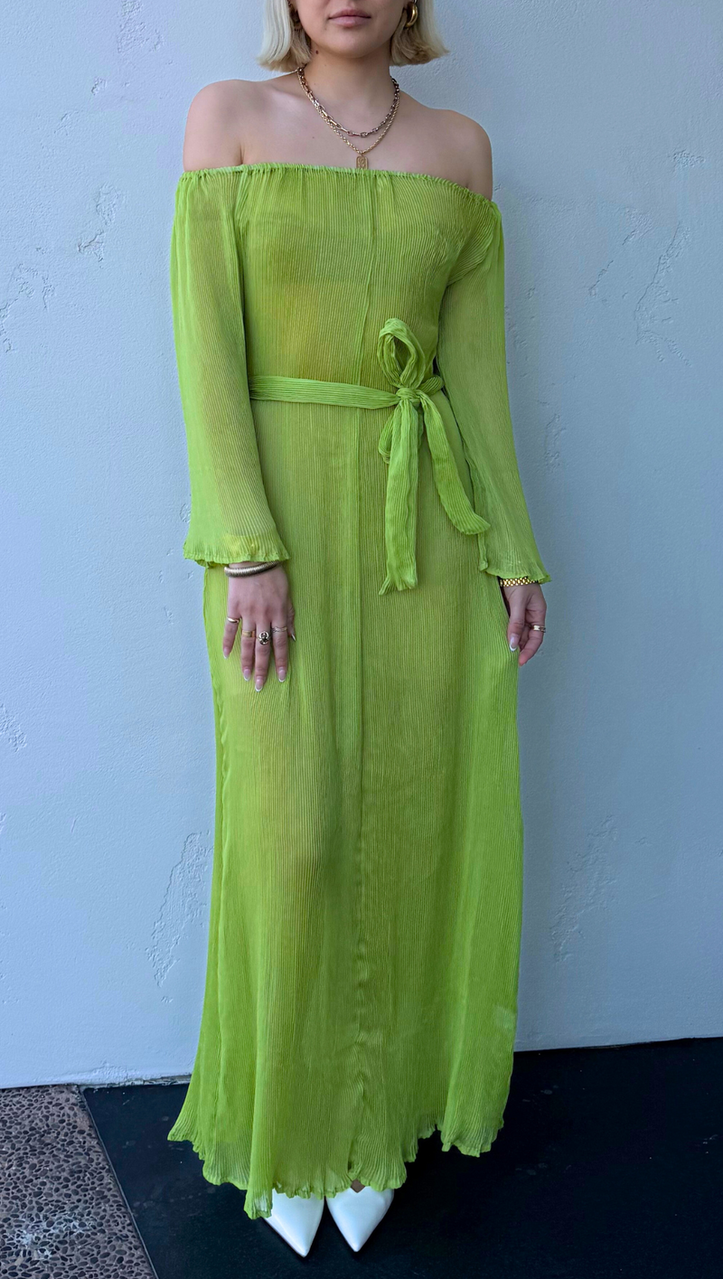 Caico Pleated Maxi Dress - Green