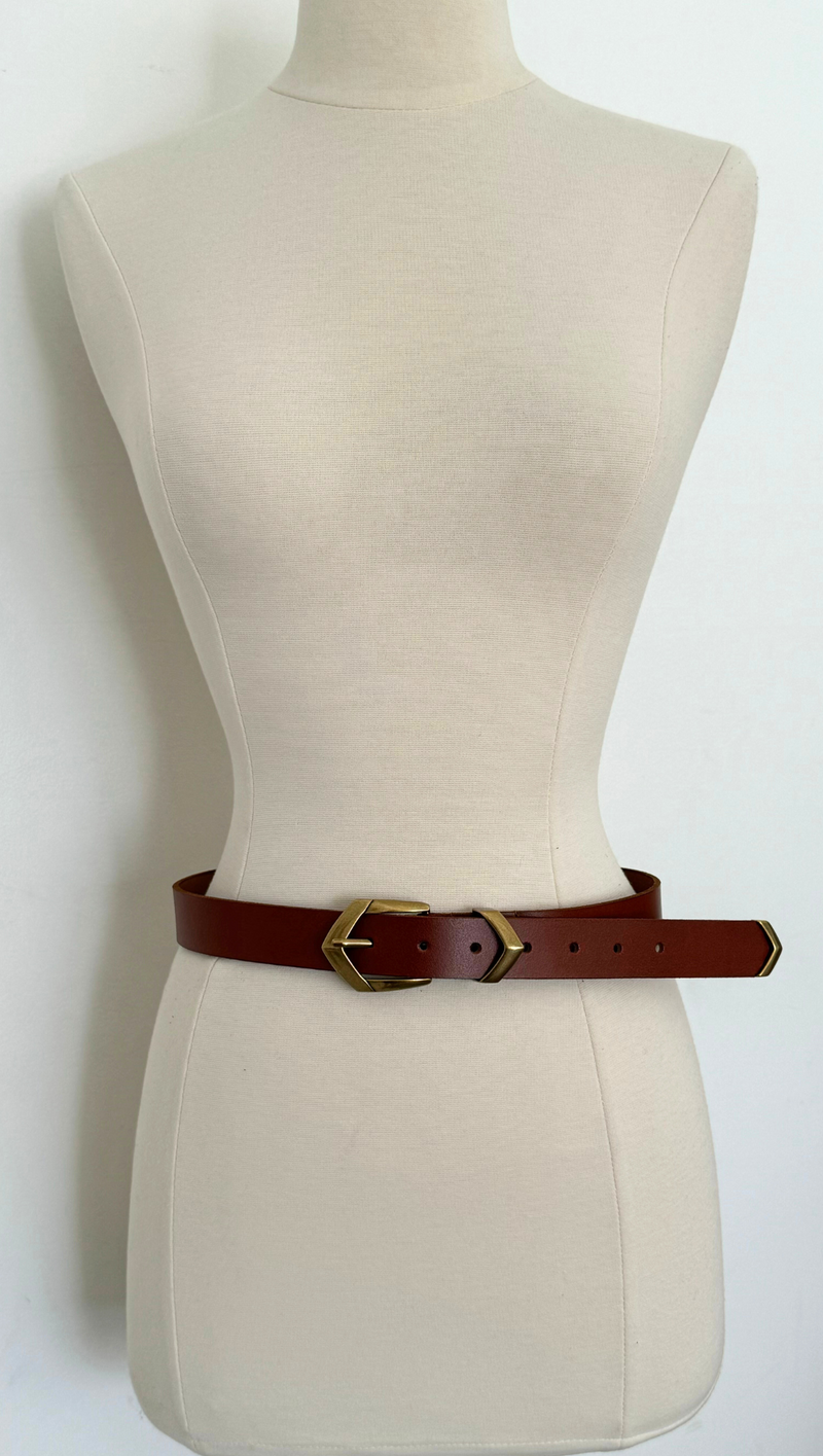 Boho Triangular Buckle Belt - Tan