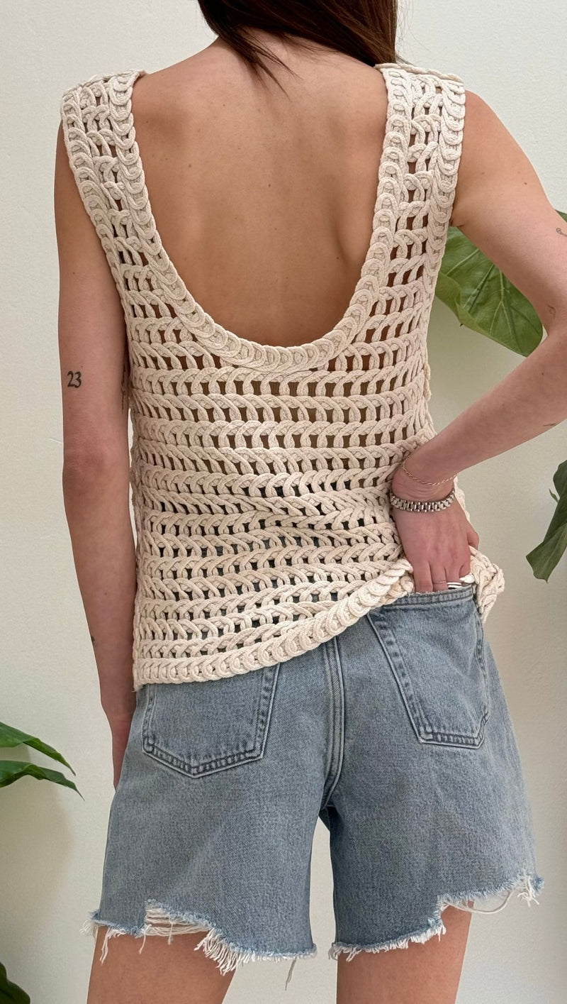 Laid Back Crochet Top - Taupe