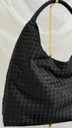 Woven Square Tote - Black