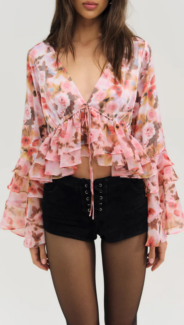 Fallen Floral Top - Pink