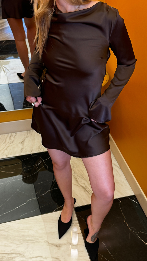 Valentina Long Sleeve Mini Dress - Ebony