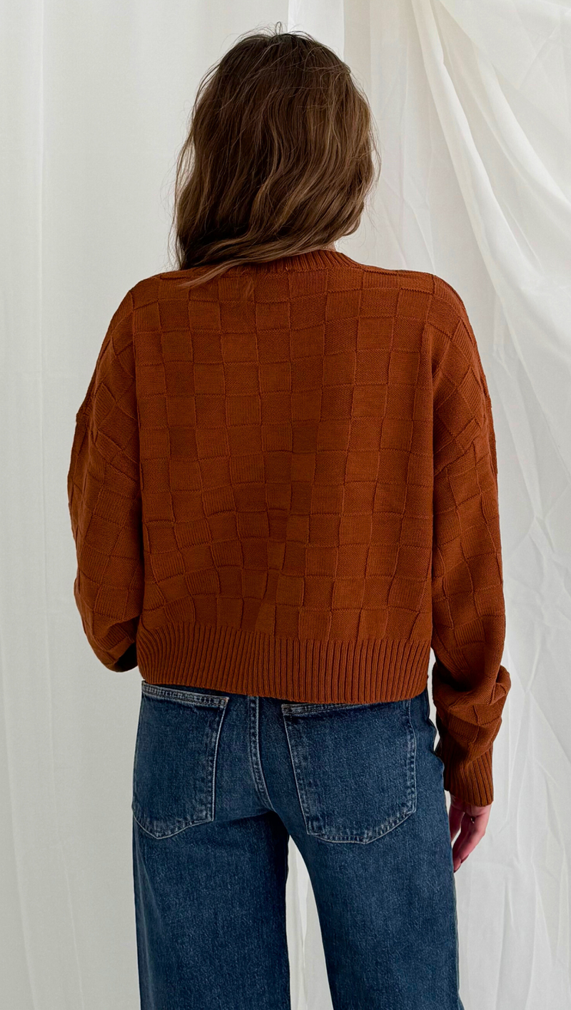 Wisteria Checkered Sweater - Chocolate