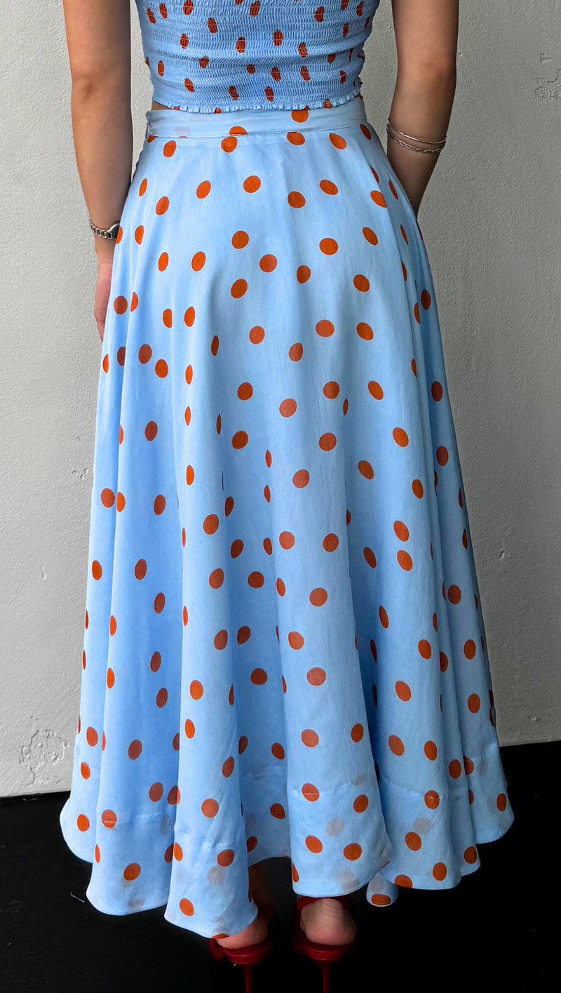 Jacqulyn Polka Dot Skirt - Blue Rust