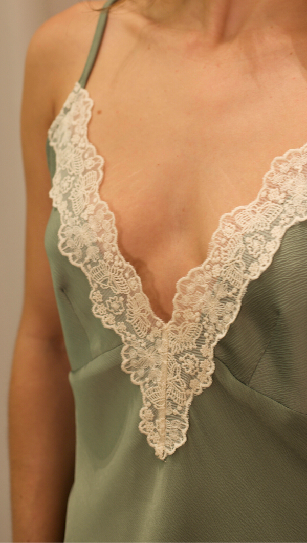 Taylor Deep Lace Cami - Dusty Sage