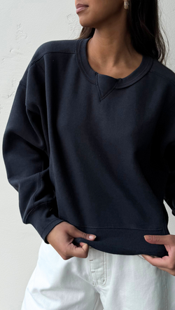 Pieced Crewneck - Charcoal