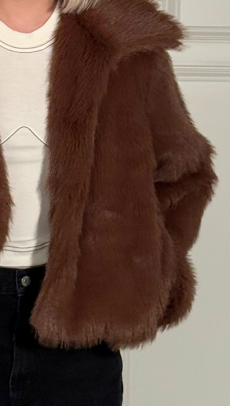 Etela Faux Fur Jacket - Brown