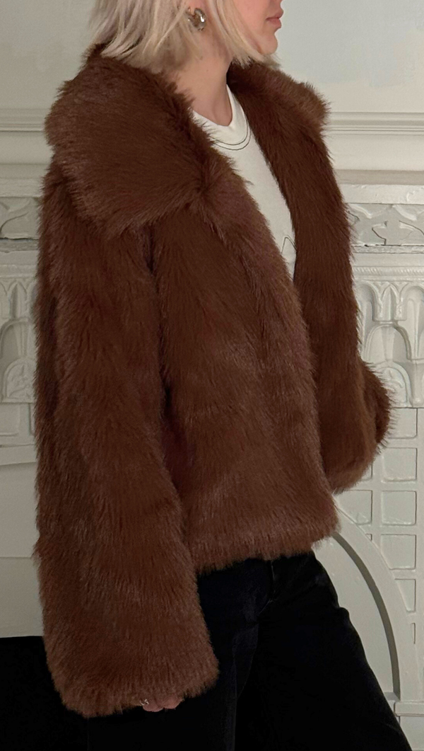 Etela Faux Fur Jacket - Brown