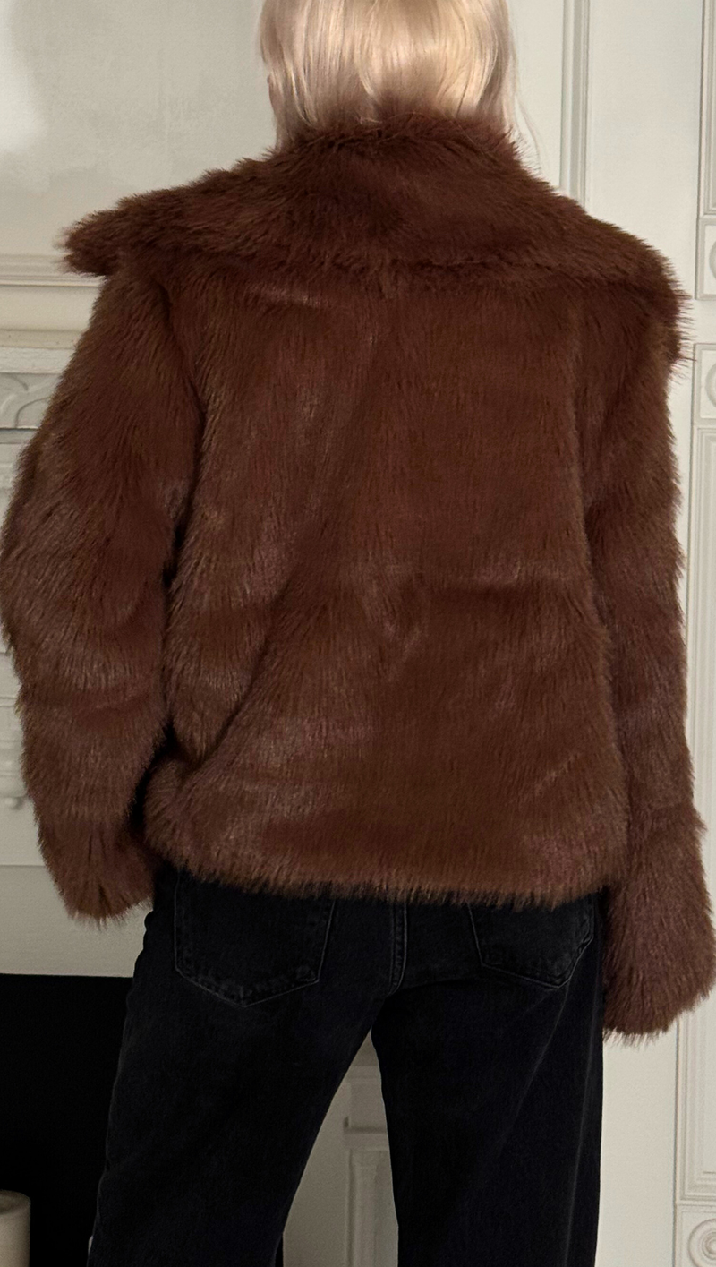 Etela Faux Fur Jacket - Brown