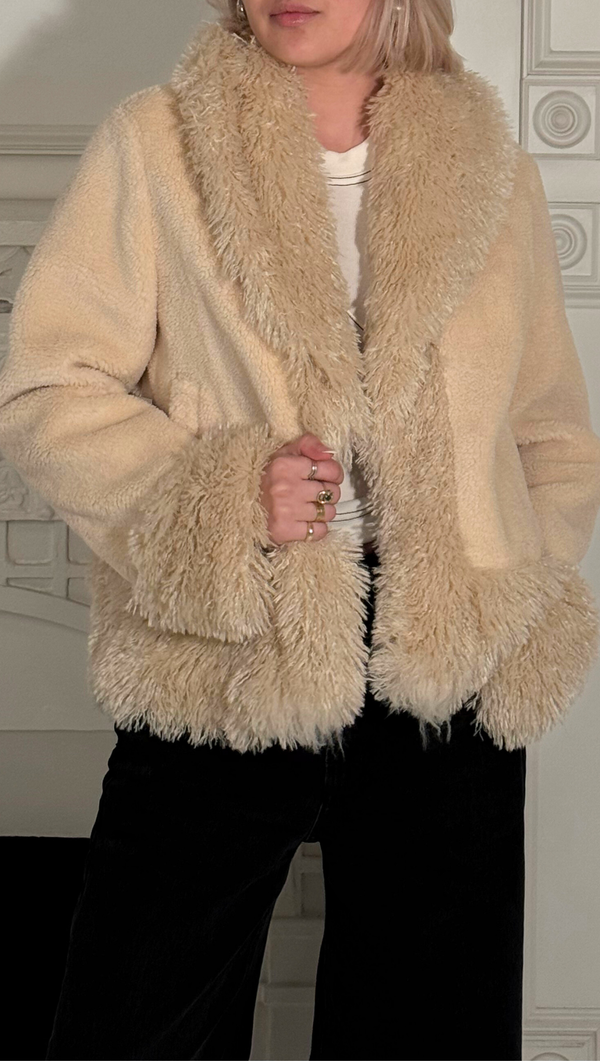 Roma Fur Detail Jacket - Cream