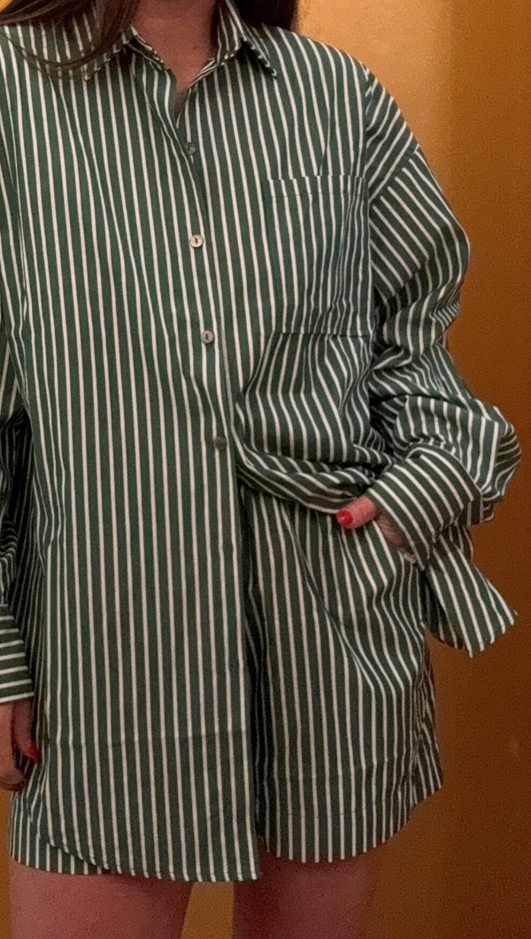 Frankie Pinstripe Button Down - Green