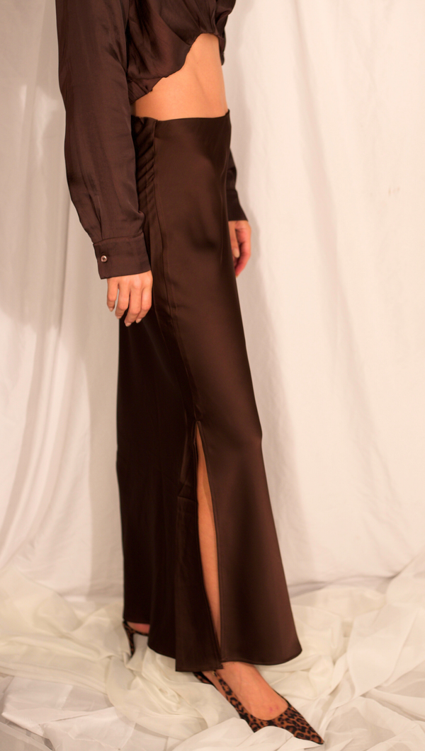 Reygs Double Slit Maxi Skirt - Chocolate