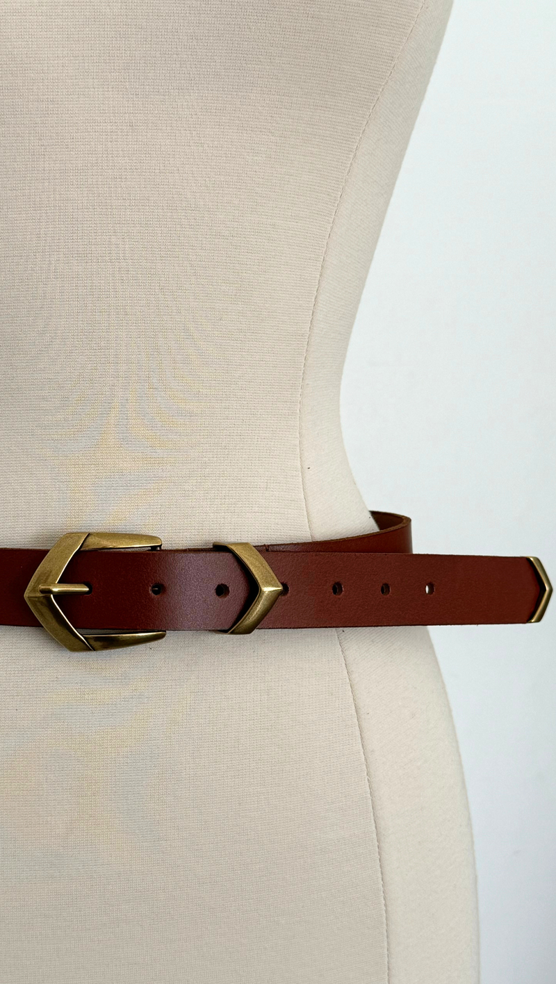 Boho Triangular Buckle Belt - Tan