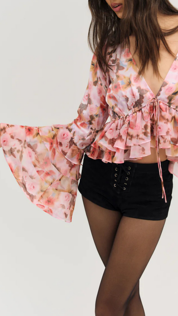 Fallen Floral Top - Pink