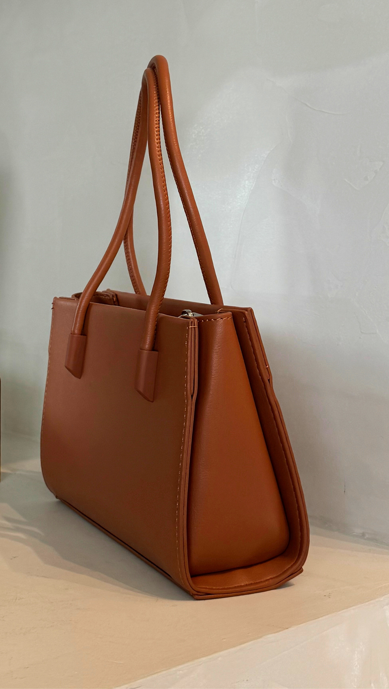 Smooth Leather Bucket Crossbody - Brown