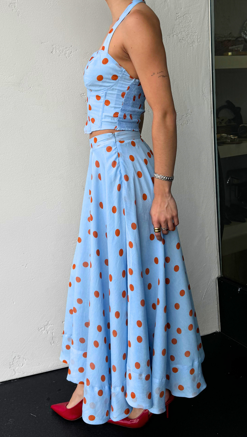 Jacqulyn Polka Dot Skirt - Blue Rust
