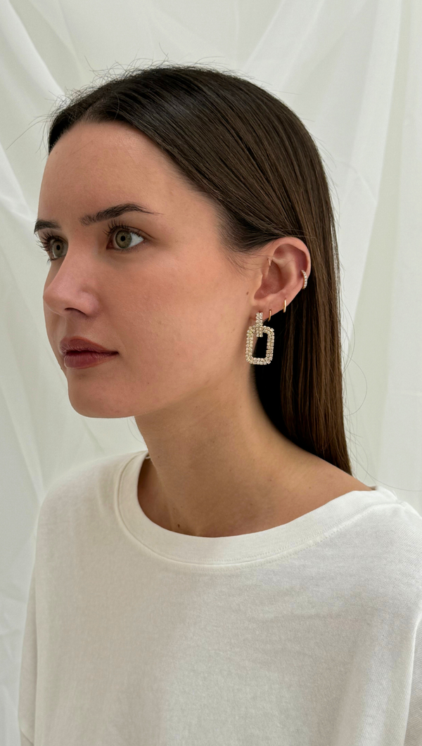 Square Buckle Diamond Drop Earring