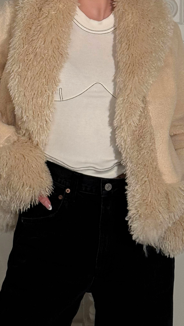 Roma Fur Detail Jacket - Cream